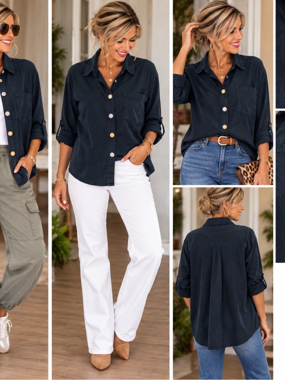 Liz Baker Black Button-Front Women's Shirt